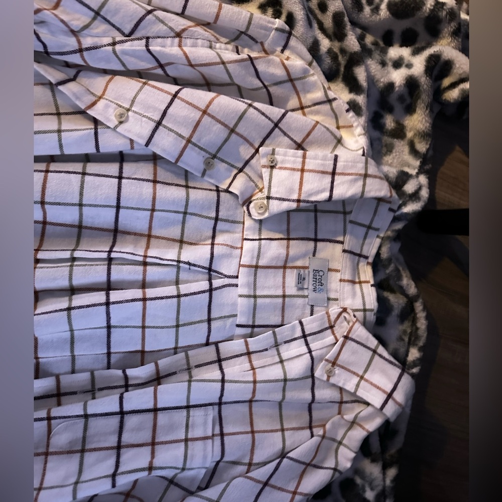Men’s Croft & Barrow Plaid Woven Flannel - Cream Window - Size XL